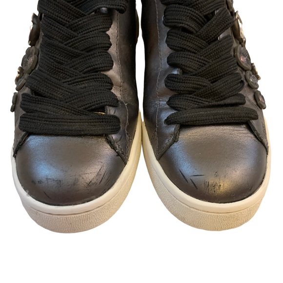 COACH Gunmetal Tea Rose Metallic Low Top Sneakers - Picture 4 of 11